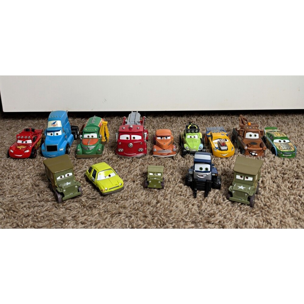 Disney Pixar Cars Toy Vehicle Lot of 14 Mater Red Dinoco XRS Cruz Sarge